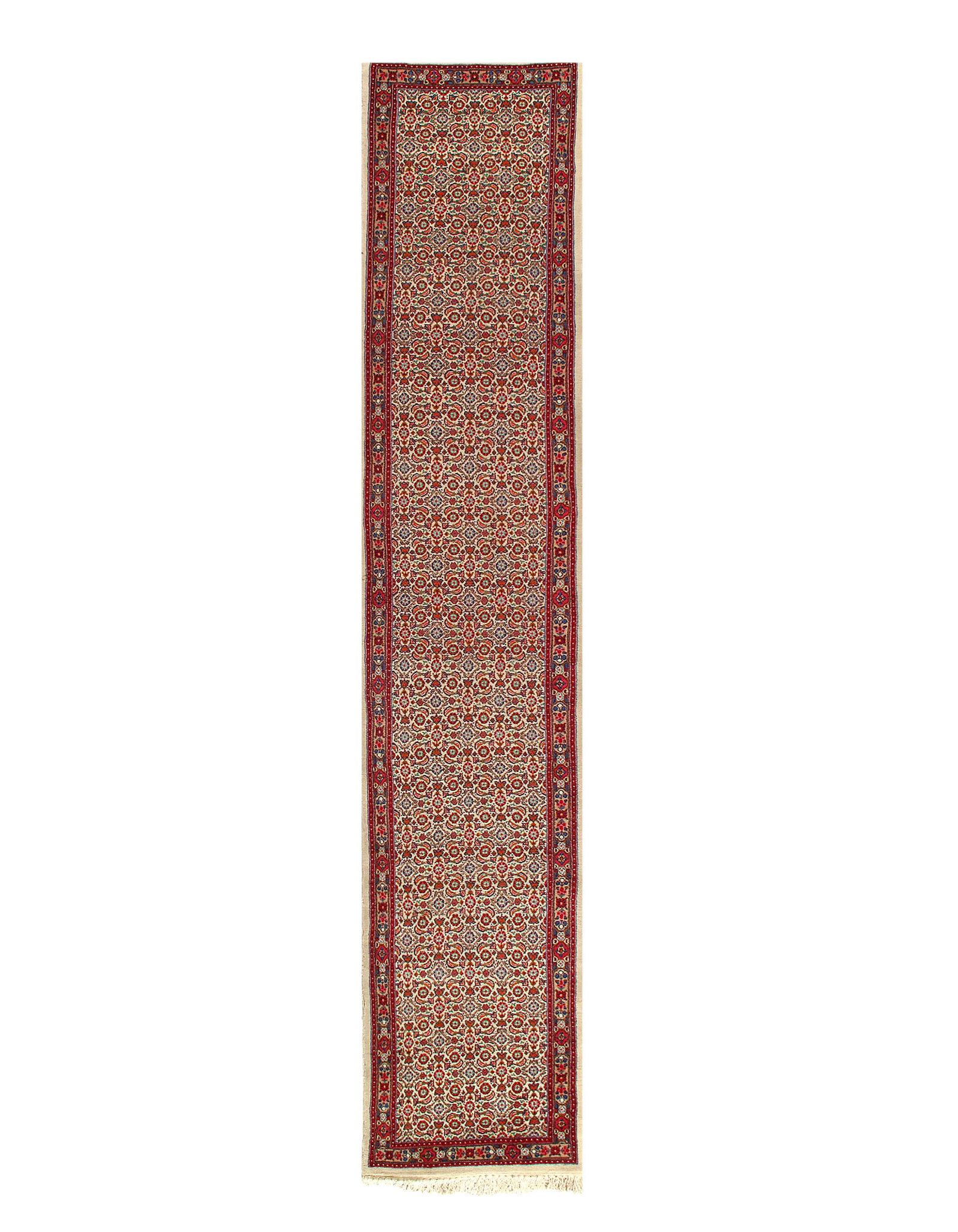 Beige Color Fine hand knotted Moud runner 2'7'' X 13'11'': Beige Color Fine hand knotted Moud runner 2'7'' X 13'11'' - , Moud, Hand-Knotted, Lamb's Wool, 300 -13125- 862.This item is part of our fine auction collection which includes many fine home accessorie
