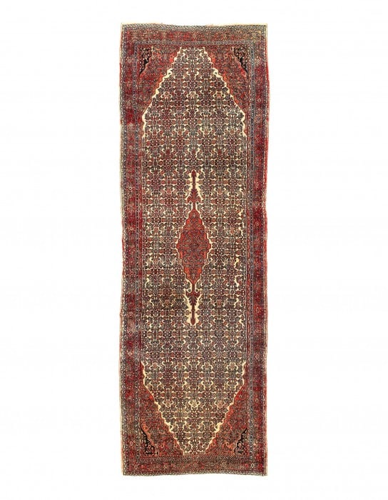 Ivory Fine Hand Knotted Persian Antique Hamdan Runner 5'6'' X 17'8'': Ivory Fine Hand Knotted Persian Antique Hamdan Runner 5'6'' X 17'8'' - Circa 1920, Hamadan, Hand-Knotted, Lamb's Wool, 300 -D11654- 862.This item is part of our fine auction collection which includes