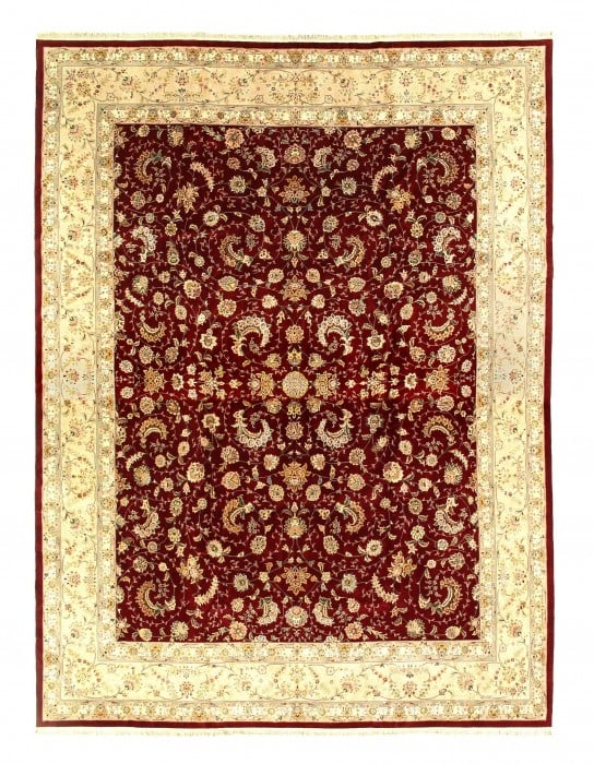 Sino Fine Hand Knotted Chinese Tabriz Design 12'1'' X 15'2'': Sino Fine Hand Knotted Chinese Tabriz Design 12'1'' X 15'2'' - New, Tabriz, Hand-Knotted, Wool & Silk, 300 -24399- 862.This item is part of our fine auction collection which includes many fine home ac
