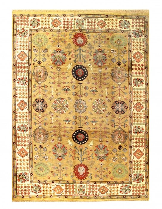 Camel Color Fine Hand Knotted Sultananad Rug 9'11'' X 13'5'': Camel Color Fine Hand Knotted Sultananad Rug 9'11'' X 13'5'' - New, Sultanabad, Hand-Knotted, Lamb's Wool, 300 -23110- 862.This item is part of our fine auction collection which includes many fine hom