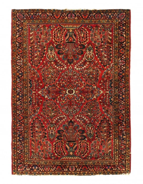 Red Color Fine Persian Antique sarouk 3'4'' X 4'9'': Red Color Fine Persian Antique sarouk 3'4'' X 4'9'' - Circa 1900, Sarouk, Hand-Knotted, Lamb's Wool, 300 -D11675- 862.This item is part of our fine auction collection which includes many fine home acc