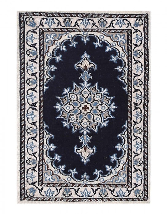 Blue color Hand knotted Persian Nain 1'4'' X 2'1'': Blue color Hand knotted Persian Nain 1'4'' X 2'1'' - New, Nain, Hand-Knotted, Lamb's Wool, 300 -D13374- 862.This item is part of our fine auction collection which includes many fine home accessories i