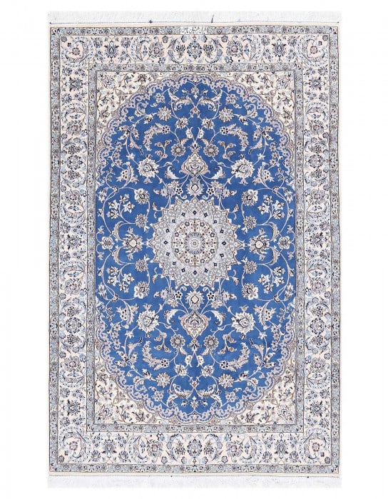 Light Blue Hand knotted Persian Nain 5'5'' X 8'6'': Light Blue Hand knotted Persian Nain 5'5'' X 8'6'' - New, Nain, Hand-Knotted, Wool & Silk, 300 -D13341- 862.This item is part of our fine auction collection which includes many fine home accessories i