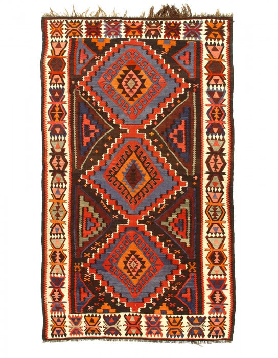 Red Russian Antique Kilim 5'7"X 9'11": Red Russian Antique Kilim 5'7"X 9'11" - CIRCA 1950, Turkish, Hand-Woven, Lamb's Wool, 300 -53557- 862.This item is part of our fine auction collection which includes many fine home accessories includi