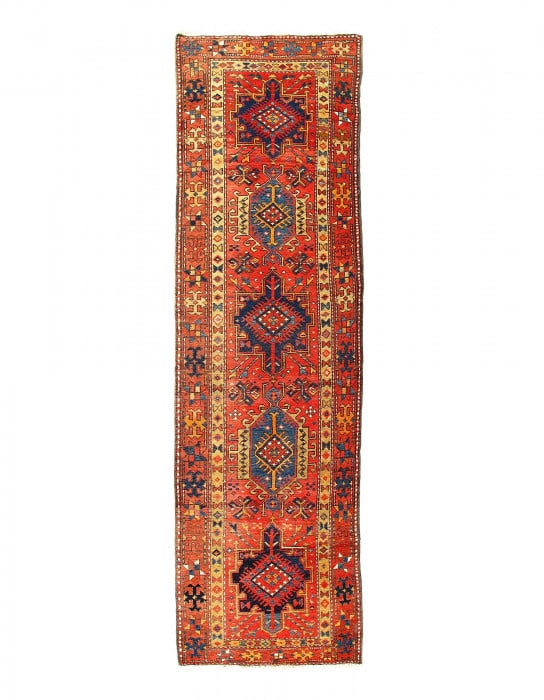 Rust Persian Hand Knotted Antique Serapi runner 3'6"X10'2": Rust Persian Hand Knotted Antique Serapi runner 3'6"X10'2" - circa 1880, Serapi, Hand-Knotted, Lamb's Wool, 300 -D14519- 862.This item is part of our fine auction collection which includes many fine h