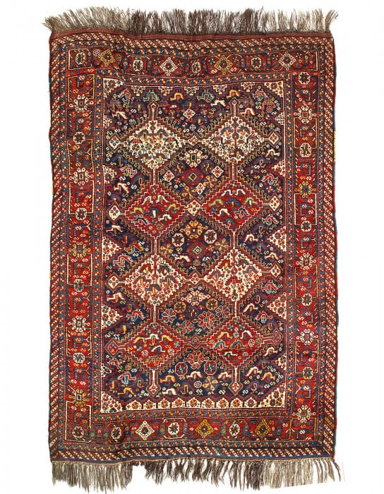 Navy Blue Persian Antique Qashgaei 4'11"X6'8": Navy Blue Persian Antique Qashgaei 4'11"X6'8" - circa 1920, Qashqai, Hand-Knotted, Lamb's Wool, 300 -D14517- 862.This item is part of our fine auction collection which includes many fine home accessor