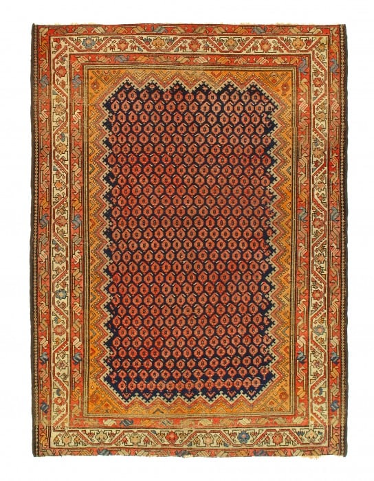 Blue Persian Antique Malayer 4'7'' X 6'1'': Blue Persian Antique Malayer 4'7'' X 6'1'' - Circa 1920, Malayer, Hand-Knotted, Lamb's Wool, 300 -D04338- 862.This item is part of our fine auction collection which includes many fine home accessories