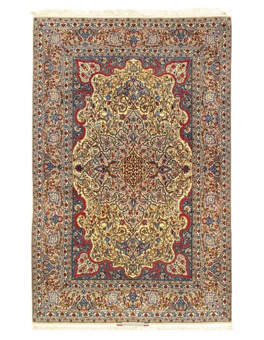 Fine Hand Knotted Persian silk & wool Isfahan 5'9'' X 9'1'': Fine Hand Knotted Persian silk & wool Isfahan 5'9'' X 9'1'' - New, Isfahan, Hand-Knotted, Wool & Silk, 300 -D12090- 862.This item is part of our fine auction collection which includes many fine home a