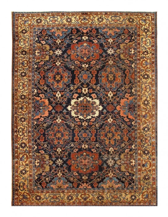 Navy Persian Antique Heriz 8' X 11': Navy Persian Antique Heriz 8' X 11' - Circa 1900, Heriz, Hand-Knotted, Lamb's Wool, 300 -D05681- 862.This item is part of our fine auction collection which includes many fine home accessories includin