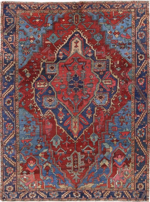 Persian Antique Heriz rug 8'3'' X 10'9'': Persian Antique Heriz rug 8'3'' X 10'9'' - 1920, Heriz, Hand-Knotted, Lamb's Wool, 300 -D14066- 862.This item is part of our fine auction collection which includes many fine home accessories including
