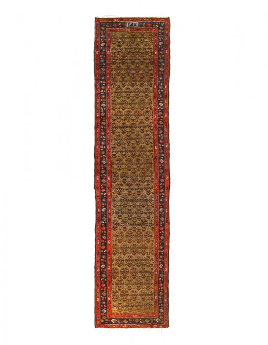 Gold Persian Antique Runner 3'x 12'4": Gold Persian Antique Runner 3'x 12'4" - CIRCA 1920, Hamadan, Hand-Knotted, Lamb's Wool, 300 -D03946- 862.This item is part of our fine auction collection which includes many fine home accessories incl