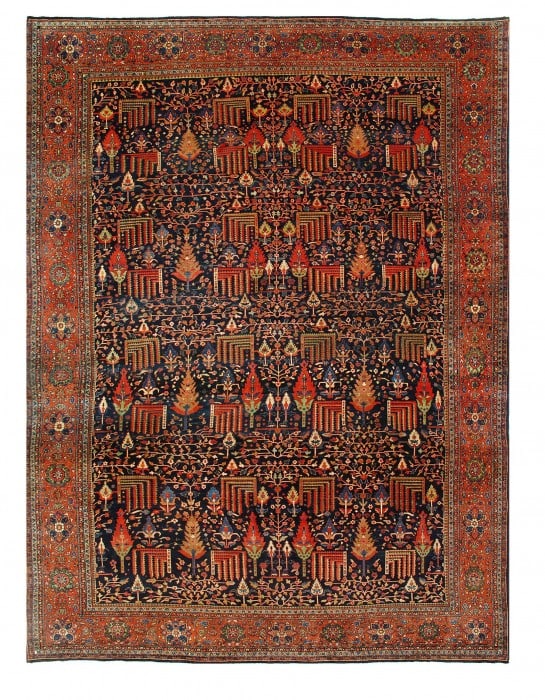 Navy Blue Persian Antique Farahan 12' X 16'4'': Navy Blue Persian Antique Farahan 12' X 16'4'' - Circa 1880, Farahan, Hand-Knotted, Lamb's Wool, 300 -D10509- 862.This item is part of our fine auction collection which includes many fine home accesso