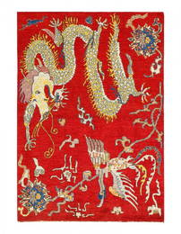 Fine Hand knotted Chinese Dragon Art Deco design 4'X 6'