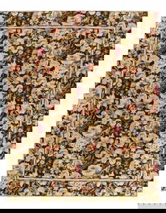 Hand-woven Wool French Aubusson Rug 7'8'' X 9'11'': Hand-woven Wool French Aubusson Rug 7'8'' X 9'11'' - , Abussan, Hand-Knotted, Flat Weave, 300 -14888- 862.This item is part of our fine auction collection which includes many fine home accessories inc