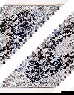 Fine Hand knotted Silk & wool Nain 2'1"X 3'1": Fine Hand knotted Silk & wool Nain 2'1"X 3'1" - NEW, Nain, Hand-Knotted, Wool & Silk, 300 -D13599- 862.This item is part of our fine auction collection which includes many fine home accessories