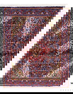 Navy Blue fine Hand knotted sarouk rug 2'2"X 2'7': Navy Blue fine Hand knotted sarouk rug 2'2"X 2'7' - CIRCA 1990, Sarouk, Hand-Knotted, Lamb's Wool, 300 -D13598- 862.This item is part of our fine auction collection which includes many fine home