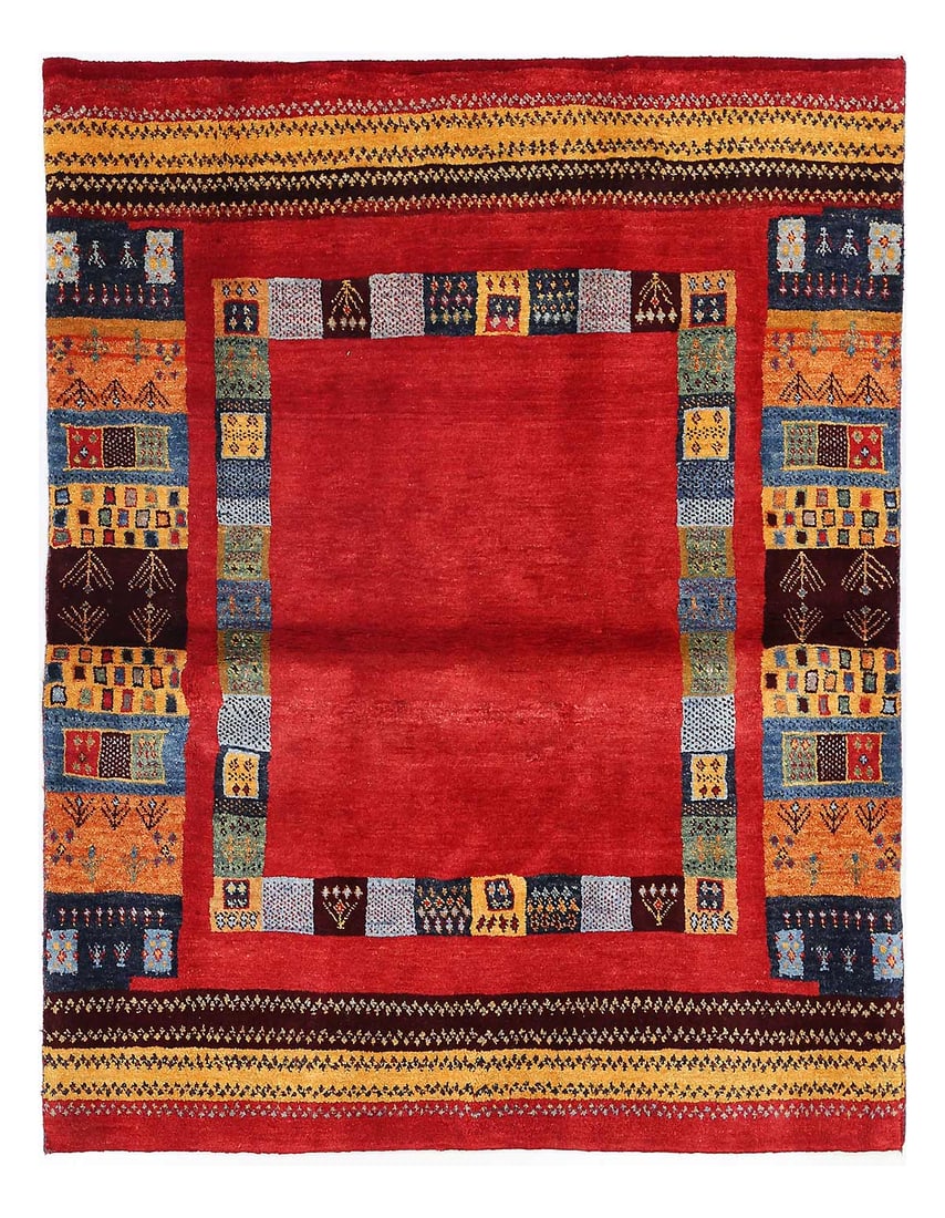 Fine Hand knotted Persian Gabbeh 4'X 5'2": Fine Hand knotted Persian Gabbeh 4'X 5'2" - NEW, Gabbeh, N/A, Lamb's Wool, 300 -D13815- 862.This item is part of our fine auction collection which includes many fine home accessories including antique