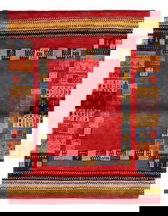 Fine Hand knotted Persian Gabbeh 4'X 5'2": Fine Hand knotted Persian Gabbeh 4'X 5'2" - NEW, Gabbeh, N/A, Lamb's Wool, 300 -D13815- 862.This item is part of our fine auction collection which includes many fine home accessories including