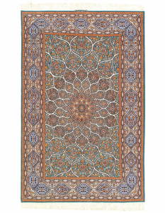 Fine Hand knotted Persian silk & wool Isfahan 5' X 8'