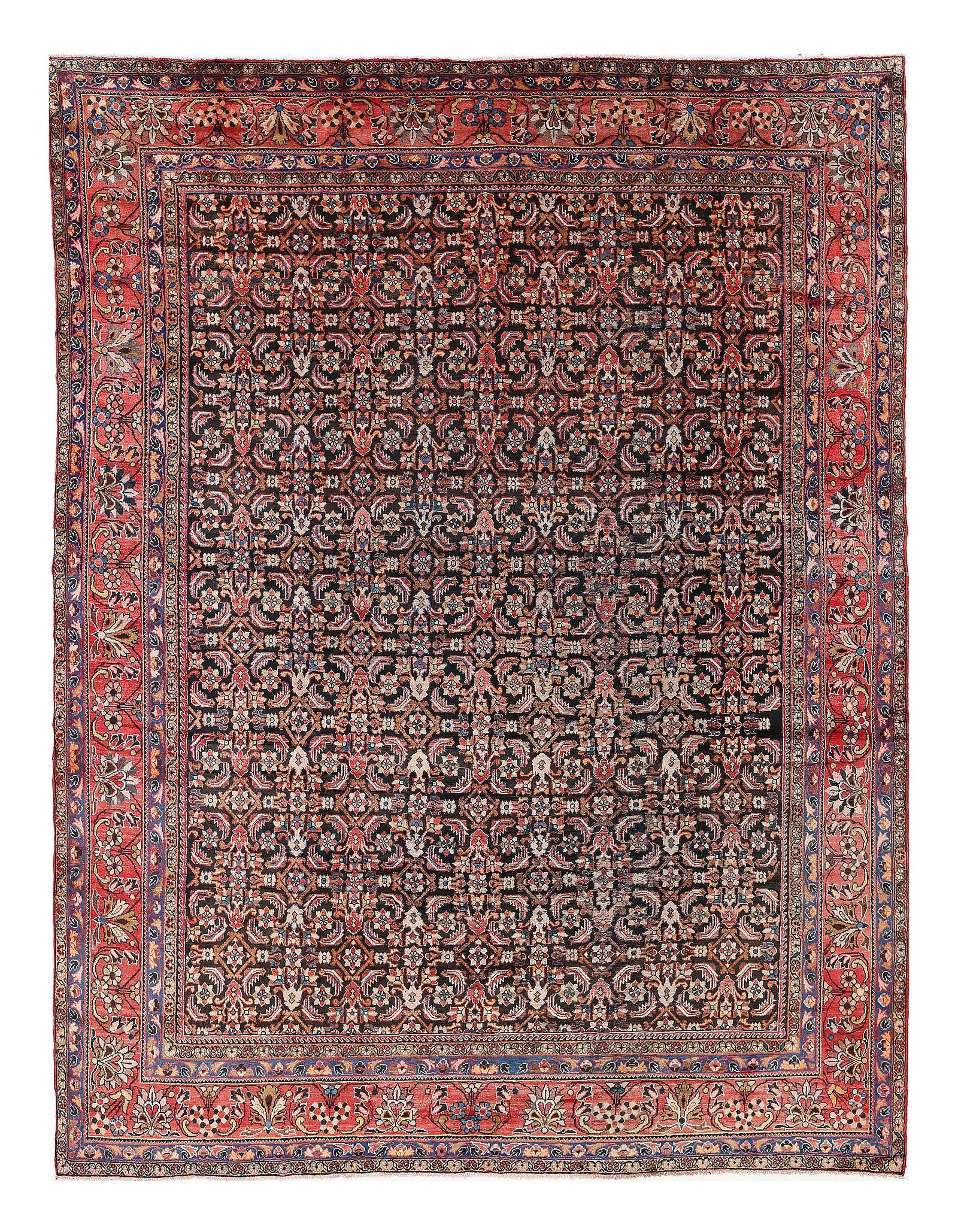 Persian Antique Hamadan rug 9'8"X 12'2": Persian Antique Hamadan rug 9'8"X 12'2" - CIRCA 1930, Hamadan, Hand-Knotted, Lamb's Wool, 300 -D13732- 862.This item is part of our fine auction collection which includes many fine home accessories in