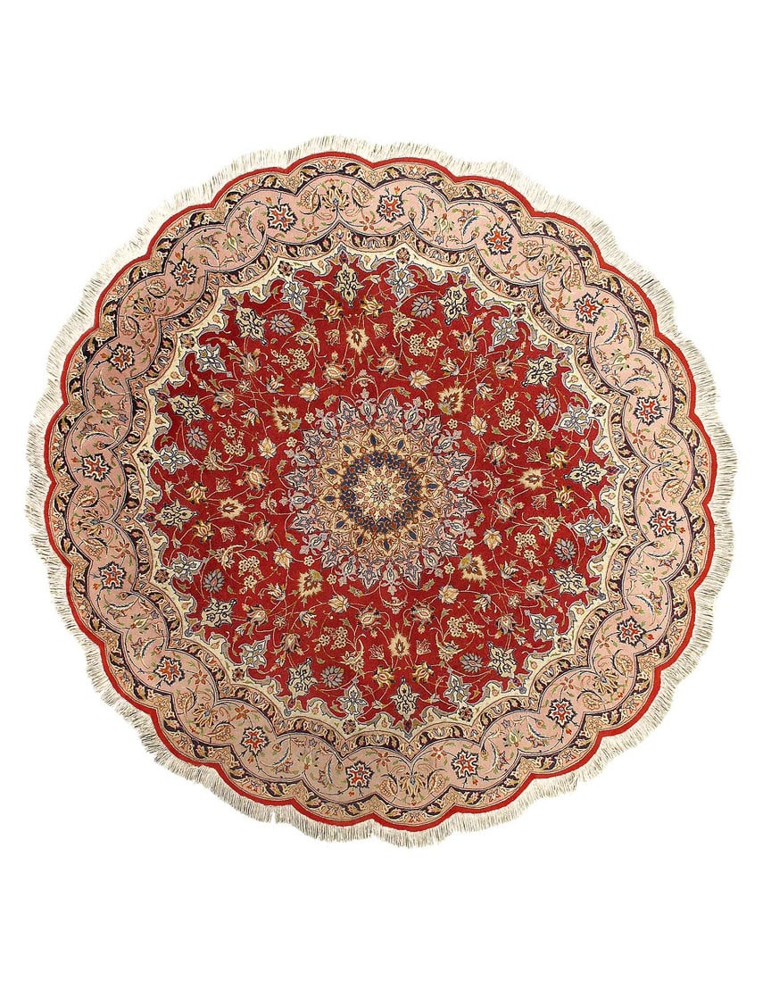 Genuine Round silk & wool Persian Tabriz 6'5"X6'5": Genuine Round silk & wool Persian Tabriz 6'5"X6'5" - CIRCA 1990, Tabriz, Hand-Knotted, Wool & Silk, 300 -D14580- 862.This item is part of our fine auction collection which includes many fine home acce