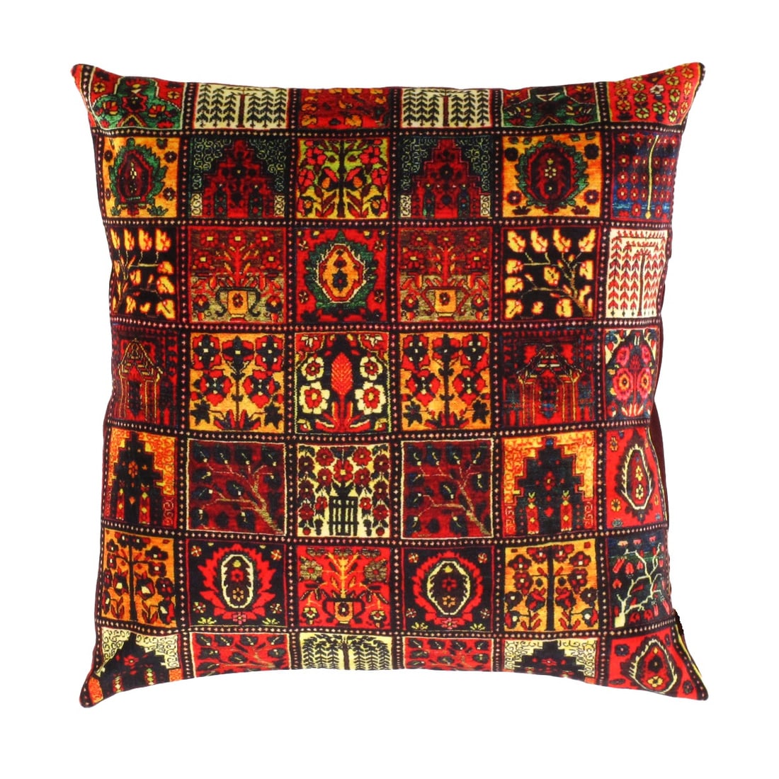 Persian Rug Bakhtiari design Pillow 16'' X 16'': Persian Rug Bakhtiari design Pillow 16'' X 16'' - New, Bakhtiari, Handmade , Velvet Silk, 300 -IR 137 S- 862.This item is part of our fine auction collection which includes many fine home accessories