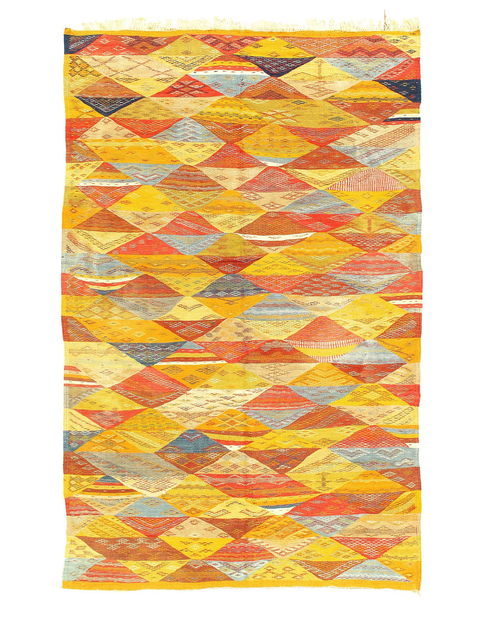 Fine Hand Knotted Flat Weave Moroccan Rug 5'1"X 8': Fine Hand Knotted Flat Weave Moroccan Rug 5'1"X 8' - CIRCA 1970, Moroccan, Hand-Knotted, Lamb's Wool, 300 -D11861- 862.This item is part of our fine auction collection which includes many fine home ac