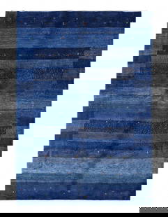 Navy Blue Hand knotted Persian Gabbeh 5'8'' X 8'1'': Navy Blue Hand knotted Persian Gabbeh 5'8'' X 8'1'' - New, Gabbeh, Hand-Knotted, Lamb's Wool, 300 -D13335- 862.This item is part of our fine auction collection which includes many fine home accessorie