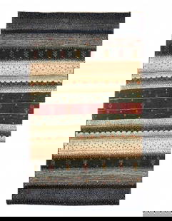 Multi color Genuine Persian Gabbeh 3' X 5': Multi color Genuine Persian Gabbeh 3' X 5' - New, Gabbeh, Hand-Knotted, Lamb's Wool, 300 -D09221- 862.This item is part of our fine auction collection which includes many fine home accessories includi