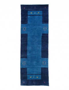 Navy blue Hand knotted Gabbeh Runner 2'6"x 8': Navy blue Hand knotted Gabbeh Runner 2'6"x 8' - NEW, Gabbeh, Hand-Knotted, Lamb's Wool, 300 -D14985- 862.This item is part of our fine auction collection which includes many fine home accessories incl