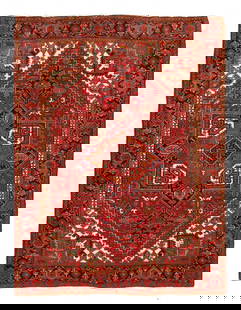 Persian Antique hand Knotted Heriz 7' X 9'4": Persian Antique hand Knotted Heriz 7' X 9'4" - CIRCA 1950, Heriz, Hand-Knotted, Lamb's Wool, 300 -D12578- 862.This item is part of our fine auction collection which includes many fine home accessories