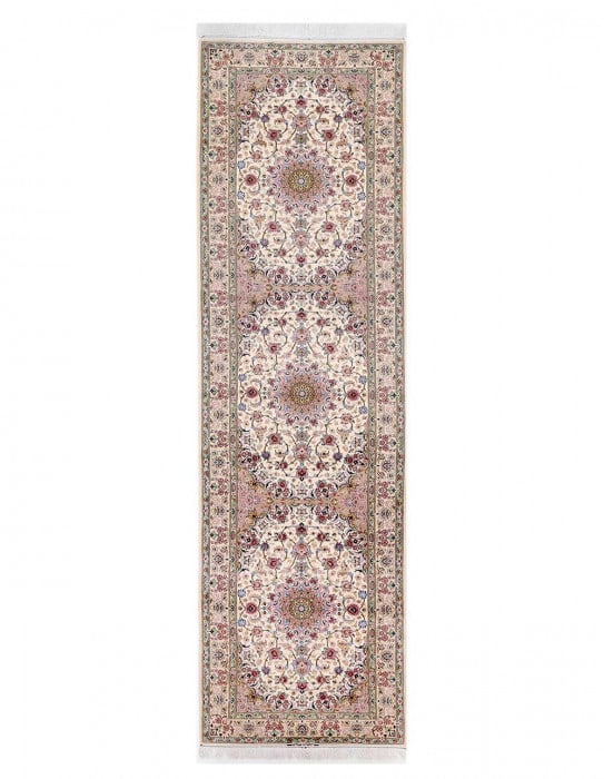 Fine Hand knotted Persian silk & wool Isfahan runner 3'6'' X 13'1'': Fine Hand knotted Persian silk & wool Isfahan runner 3'6'' X 13'1'' - New, Isfahan, Hand-Knotted, Wool & Silk, 300 -D13526- 862.This item is part of our fine auction collection which includes many fin