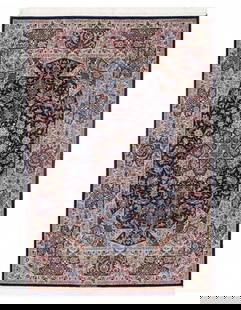 Navy Persian Isfahan S/W 5' X 7'3": Navy Persian Isfahan S/W 5' X 7'3" - New, Isfahan, Hand-Knotted, Wool & Silk, 300 -D09682- 862.This item is part of our fine auction collection which includes many fine home accessories including anti
