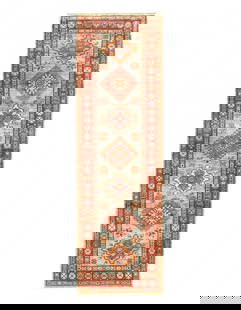 Fine Hand Knotted kazak Runner 2' X 6'1'': Fine Hand Knotted kazak Runner 2' X 6'1'' - New, Kazak, Hand-Knotted, Lamb's Wool, 300 -D12497- 862.This item is part of our fine auction collection which includes many fine home accessories including