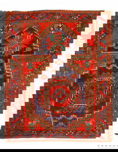 Antique Caucasian kazak 4'9'' X 5'11'': Antique Caucasian kazak 4'9'' X 5'11'' - 1900, Kazak, Hand-Knotted, Lamb's Wool, 300 -D11897- 862.This item is part of our fine auction collection which includes many fine home accessories including a