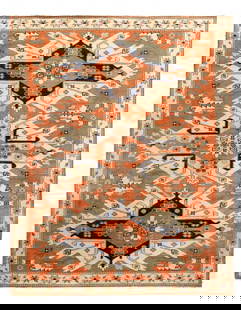 Fine Hand Knotted Kazak Design rug 7'11'' X 10'1'': Fine Hand Knotted Kazak Design rug 7'11'' X 10'1'' - New, Kazak, Hand-Knotted, Lamb's Wool, 300 -D12468- 862.This item is part of our fine auction collection which includes many fine home accessories