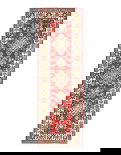 Red Color Fine Hand Knotted Kazak runner 2'1'' X 6'6'': Red Color Fine Hand Knotted Kazak runner 2'1'' X 6'6'' - New, Kazak, Hand-Knotted, Lamb's Wool, 300 -D13064- 862.This item is part of our fine auction collection which includes many fine home accessor