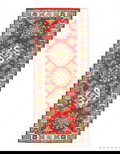 Red Color Fine Hand Knotted Kazak runner 2'3'' X 6': Red Color Fine Hand Knotted Kazak runner 2'3'' X 6' - New, Kazak, Hand-Knotted, Lamb's Wool, 300 -D13067- 862.This item is part of our fine auction collection which includes many fine home accessories
