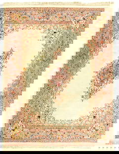 Ivory Color Fine Hand Knotted Persian Kerman Design 8' X 10': Ivory Color Fine Hand Knotted Persian Kerman Design 8' X 10' - 1960, kerman, Hand-Knotted, Lamb's Wool, 300 -139118- 862.This item is part of our fine auction collection which includes many fine home