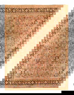 Salmon Color Vintage  Persian Mahal 10'8'' X 13'8'': Salmon Color Vintage Persian Mahal 10'8'' X 13'8'' - Circa 1950, Mahal, Hand-Knotted, Lamb's Wool, 300 -23165- 862.This item is part of our fine auction collection which includes many fine home access