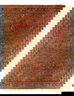 Rust Color Persian Antique Mahal 10'5'' X 13'3'': Rust Color Persian Antique Mahal 10'5'' X 13'3'' - Circa 1920, Mahal, Hand-Knotted, Lamb's Wool, 300 -D03333- 862.This item is part of our fine auction collection which includes many fine home accesso