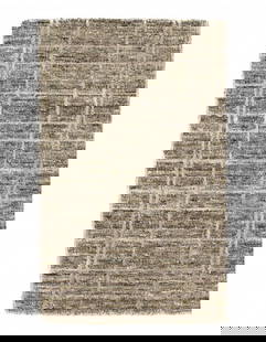 Modern Beige Crosshatch Hand-made Bamboo Silk Indo Rug - 2' x 3' (Available in Different Sizes): Modern Beige Crosshatch Hand-made Bamboo Silk Indo Rug - 2' x 3' (Available in Different Sizes) - New, Modern, Hand-Knotted, Bamboo Silk, 300 -D10913- 862.This item is part of our fine auction collect