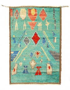 Light Blue Fine Hand knotted Moroccan Rug 3'3'' X 4'8'': Light Blue Fine Hand knotted Moroccan Rug 3'3'' X 4'8'' - New, Moroccan, Hand-Knotted, Lamb's Wool, 300 -D14414- 862.This item is part of our fine auction collection which includes many fine home acce