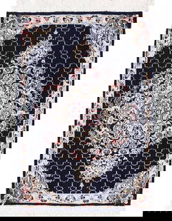 Navy Blue Silk & wool Nain Rug 2'x 3'2": Navy Blue Silk & wool Nain Rug 2'x 3'2" - New, Nain, Hand-Knotted, Wool & Silk, 300 -D13614- 862.This item is part of our fine auction collection which includes many fine home accessories including an