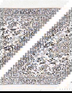 Ivory Fine Hand Knotted Persian Silk & wool Nain 2'3"X 3': Ivory Fine Hand Knotted Persian Silk & wool Nain 2'3"X 3' - NEW, Nain, Hand-Knotted, Wool & Silk, 300 -D13615- 862.This item is part of our fine auction collection which includes many fine home access
