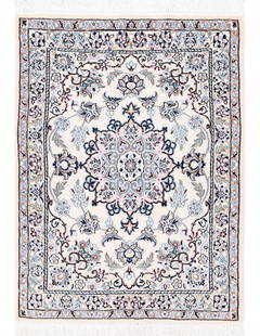Ivory Fine Hand Knotted Persian Silk & wool Nain 2'3"X 3': Ivory Fine Hand Knotted Persian Silk & wool Nain 2'3"X 3' - NEW, Nain, Hand-Knotted, Wool & Silk, 300 -D13703- 862.This item is part of our fine auction collection which includes many fine home access