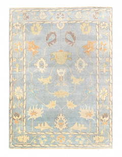 Light Blue Fine Hand knotted Oushak rug 5'8'' X 7'11'': Light Blue Fine Hand knotted Oushak rug 5'8'' X 7'11'' - New, Oushak, Hand-Knotted, Lamb's Wool, 300 -D14365- 862.This item is part of our fine auction collection which includes many fine home accesso