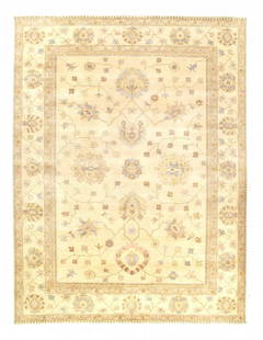 Ivory Color Fine Hand knotted Oushak rug 9'2'' X 12': Ivory Color Fine Hand knotted Oushak rug 9'2'' X 12' - New, Oushak, Hand-Knotted, Lamb's Wool, 300 -D14360- 862.This item is part of our fine auction collection which includes many fine home accessori