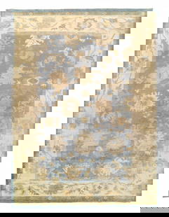 Light Blue Fine Hand knotted Oushak Rug 10'2"X 14': Light Blue Fine Hand knotted Oushak Rug 10'2"X 14' - NEW, Oushak, Hand-Woven, Lamb's Wool, 300 -D10965- 862.This item is part of our fine auction collection which includes many fine home accessories i