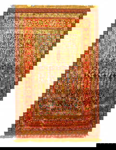 Double-Sided Persian Hand-knotted Silk Quchan Rug 3'4'' X 5'1'': Double-Sided Persian Hand-knotted Silk Quchan Rug 3'4'' X 5'1'' - New, Quchan, Handmade , Pure Silk, 300 -D14268- 862.This item is part of our fine auction collection which includes many fine home acc